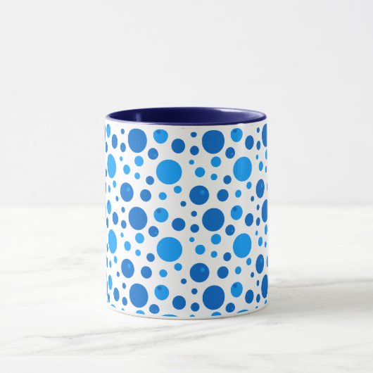 Retro Polka Dot en cirkels Patroon in Blues Mok (Midden)