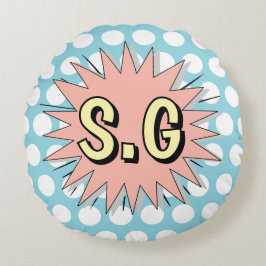 Retro polka dot fifties stijl rond kussen