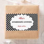 Retro Polka Dot gepersonaliseerde zelfgemaakte coo Etiket (Insitu)