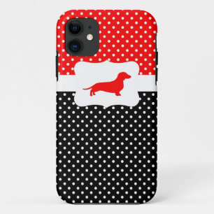 Retro Polka dot hoesje w. Dachshund
