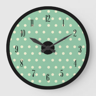Retro Polka Dot met zwarte accenten Grote Klok