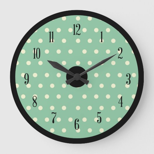 Retro Polka Dot met zwarte accenten Grote Klok (Voorkant)