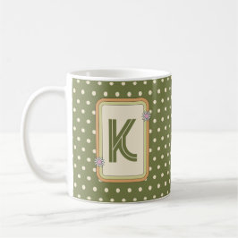 Retro polka dot monogram koffiemok