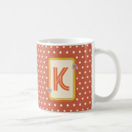 Retro polka dot monogram koffiemok