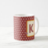 Retro polka dot monogram koffiemok (Voorkant rechts)