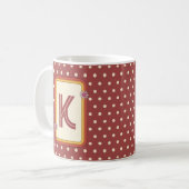 Retro polka dot monogram koffiemok (Voorkant links)