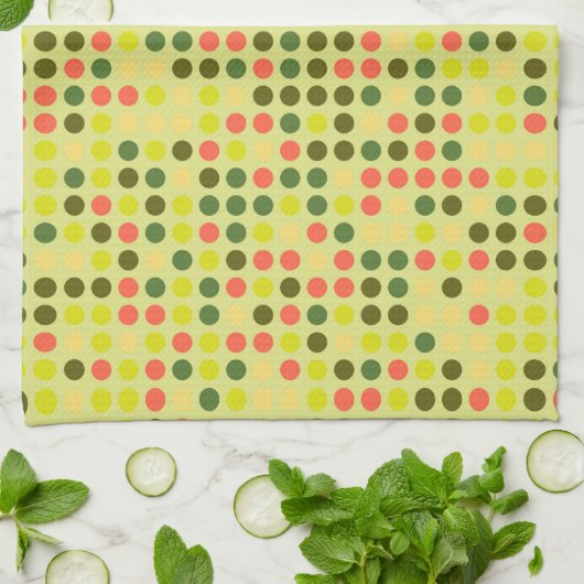 Retro Polka Dot Mosaic Pattern #10 Theedoek (Gevouwen)