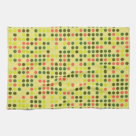 Retro Polka Dot Mosaic Pattern #10 Theedoek (Horizontaal)