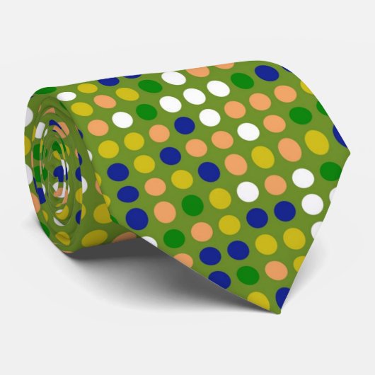 Retro Polka Dot Mosaic Pattern Stropdas (Opgerold)