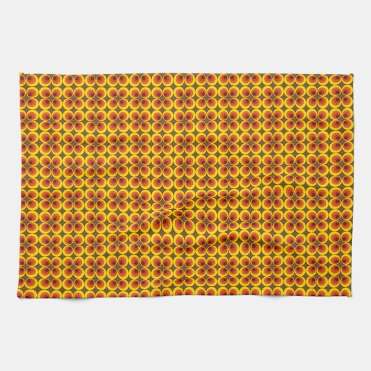 Retro Polka Dot Pattern 60s 70s Funky Theedoek (Horizontaal)