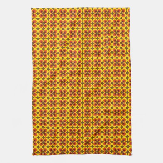 Retro Polka Dot Pattern 60s 70s Funky Theedoek (Verticaal)
