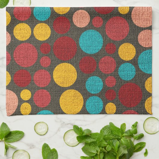 Retro Polka Dot Pattern #7 Theedoek (Gevouwen)