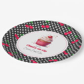 Retro Polka Dot Theme Cherry op Top Baby shower Papieren Bordje (Gekanteld)