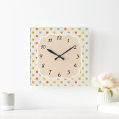 Retro Polka Dot Vierkante Klok (Huis)