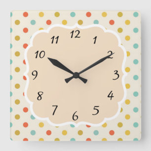 Retro Polka Dot Vierkante Klok