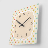 Retro Polka Dot Vierkante Klok (Hoek)