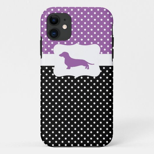 Retro Polka Dot w. Dachshund Case-Mate iPhone Case (Achterkant)