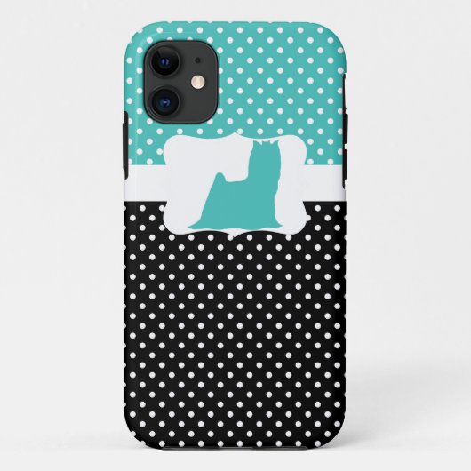 Retro Polka Dot w/Yorkie Case-Mate iPhone Case (Achterkant)