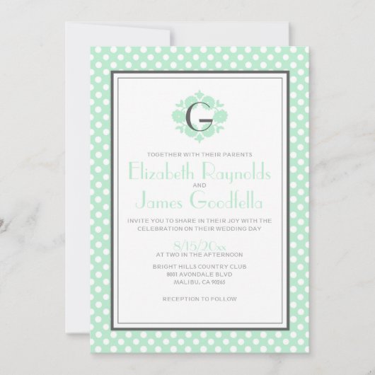 Retro Polka Dot Wedding Invitations Kaart (Voorkant)