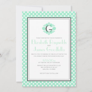 Retro Polka Dot Wedding Invitations Kaart