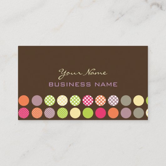 Retro Polka Dots / DIY achtergrond Visitekaartje (Achterkant)