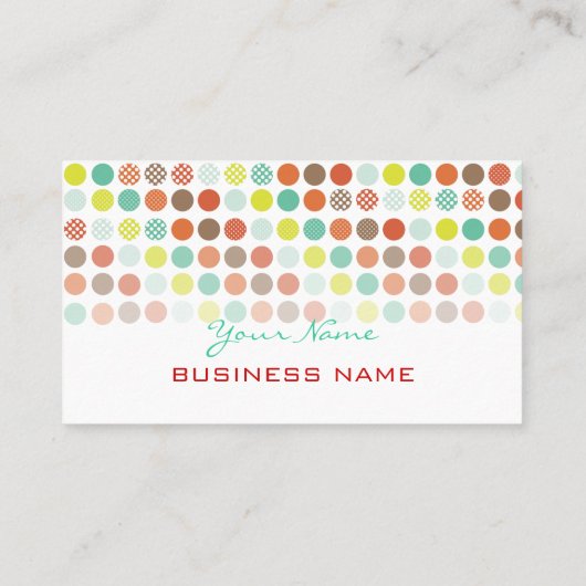 Retro polka dots/DIY achtergrondkleur! Visitekaartje (Achterkant)