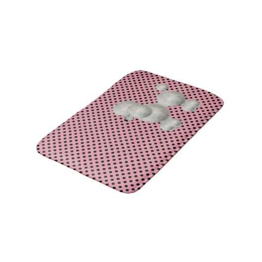 Retro Polka Dots en Poodle Bath Mat (Gekanteld)
