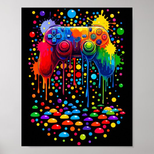 Retro Polka Dots Gaming Controller Video Gamers Do Poster (Voorkant)