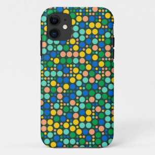 Retro Polka Dots   Geel groen blauw iPhone 11 Hoesje