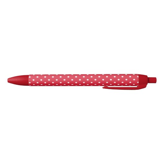 Retro Polka Dots in rood en wit Zwarte Inkt Pen (Bodem)