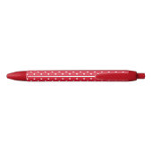 Retro Polka Dots in rood en wit Zwarte Inkt Pen (Achterkant)