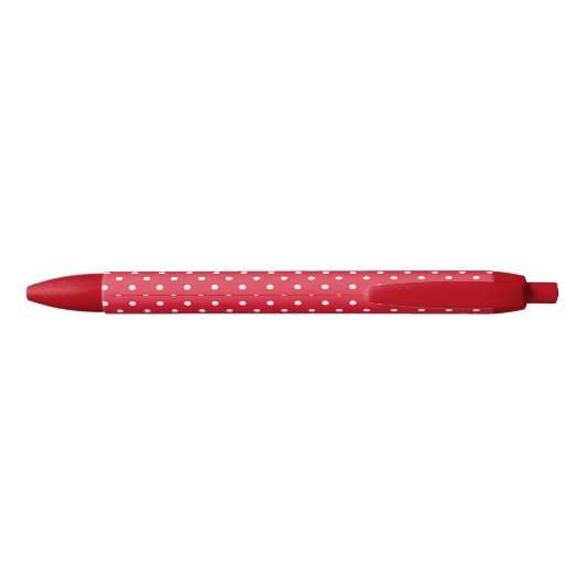 Retro Polka Dots in rood en wit Zwarte Inkt Pen (Achterkant)