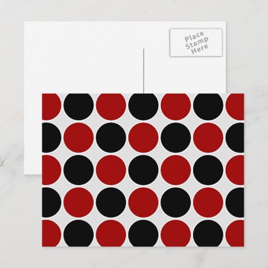 Retro Polka Dots in rood en zwart Briefkaart (Voorkant / Achterkant)