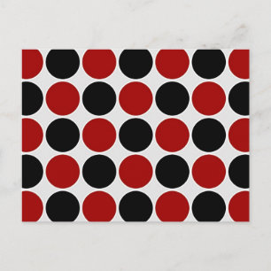 Retro Polka Dots in rood en zwart Briefkaart