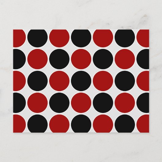 Retro Polka Dots in rood en zwart Briefkaart (Voorkant)