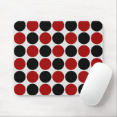 Retro Polka Dots in rood en zwart Muismat (Met muis)