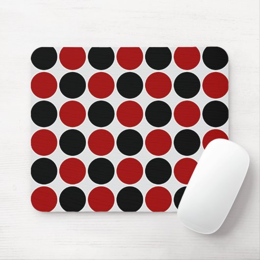 Retro Polka Dots in rood en zwart Muismat (Met muis)