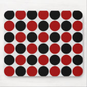 Retro Polka Dots in rood en zwart Muismat (Voorkant)