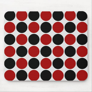 Retro Polka Dots in rood en zwart Muismat