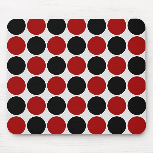 Retro Polka Dots in rood en zwart Muismat (Voorkant)