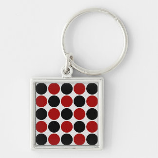 Retro Polka Dots in rood en zwart Sleutelhanger