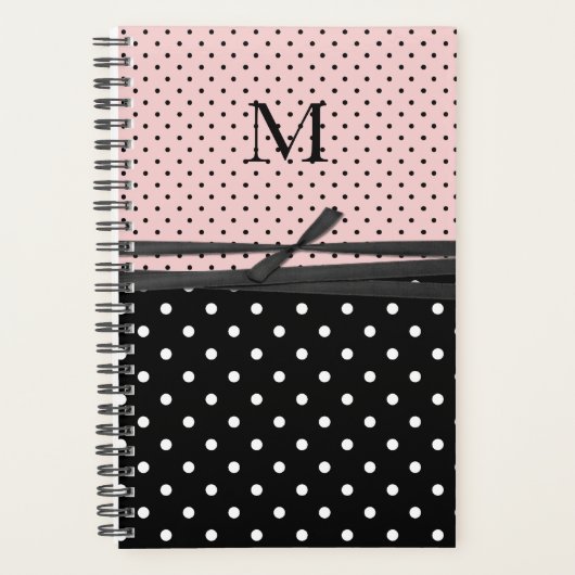 Retro Polka Dots monogrammed Daily Planner (Voorkant)