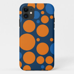Retro Polka Dots Oranje donkerblauw iPhone 11 Hoesje
