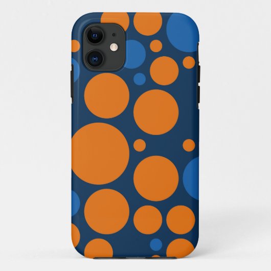 Retro Polka Dots | Oranje donkerblauw Case-Mate iPhone Case (Achterkant)