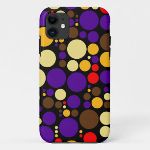 Retro Polka Dots Pattern   Geel Paars Rood iPhone 11 Hoesje
