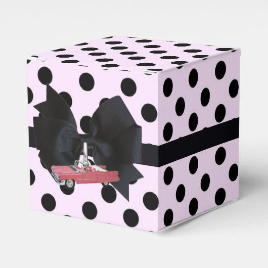 Retro Polka Dots Pink Bedankdoosjes (Voorkant Zijde)