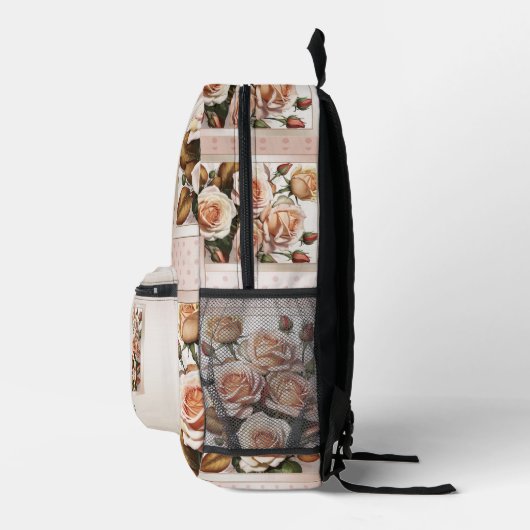 Retro Polka Dots Roze Liefde Geschilderde Rozen Bedrukte Rugzak (Rechts)