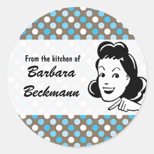 Retro Polka Dots "Uit de Keuken" sticker (Voorkant)