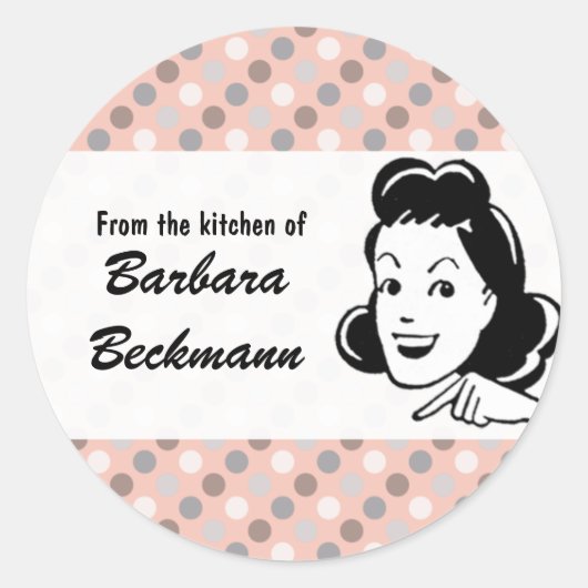 Retro Polka Dots "Uit de Keuken" sticker (Voorkant)