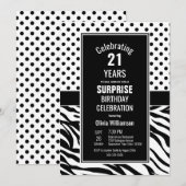 Retro Polka Dots Verrassing 21ste Verjaardagsfeest Kaart (Voorkant / Achterkant)